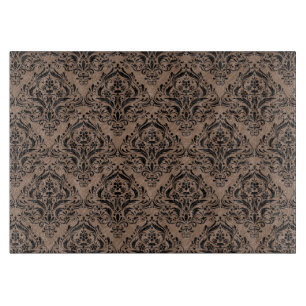 DAMASK1 BLACK MARBLE & BROWN COLORED PENCIL (R) CUTTING BOARD
