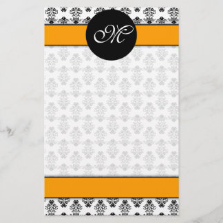 damask 01 (orange) unlined, M Stationery