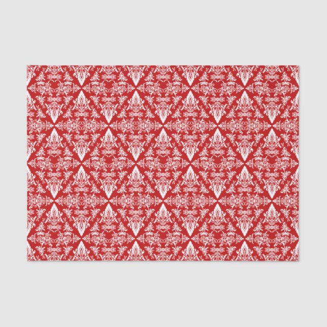 Damask 01 Red-White-Tissue Paper Wrap (Front)