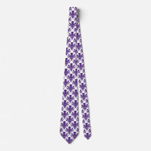 Damask 02 Pattern - Deep Purple on White Tie