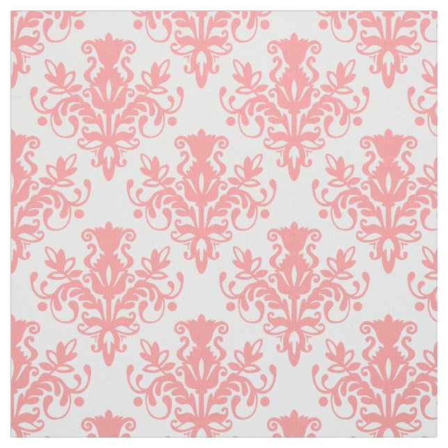 Damask 02 Pattern - Soft Pink on White Fabric (Swatch)