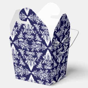 Damask 05 Navy-White-Take Out Favour boxes