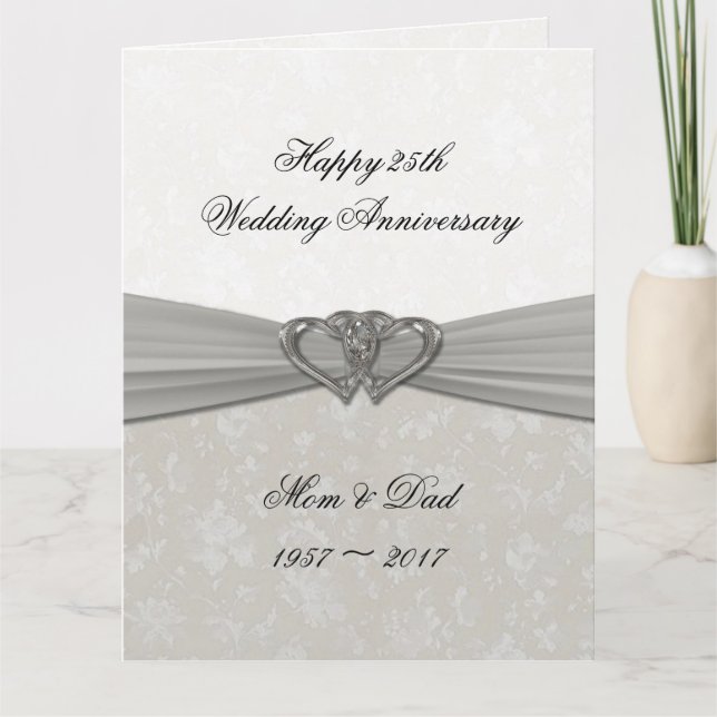 Damask 25th Wedding Anniversary 8.5x11 Card (Front)
