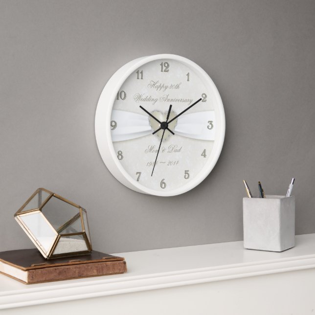Damask 30th Wedding Anniversary Clock (Office)