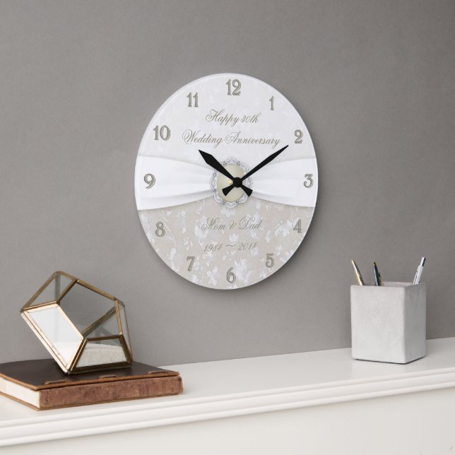 Damask 30th Wedding Anniversary Clock (Office)