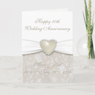 Damask 30th Wedding Anniversary Greeting Card