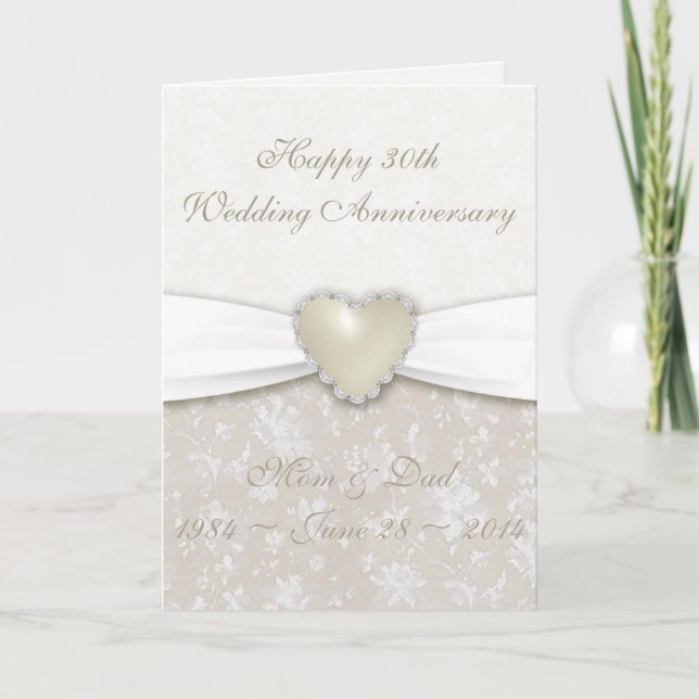 Damask 30th Wedding Anniversary Greeting Card (Front)