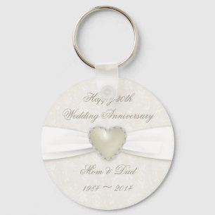 Damask 30th Wedding Anniversary Key Chain