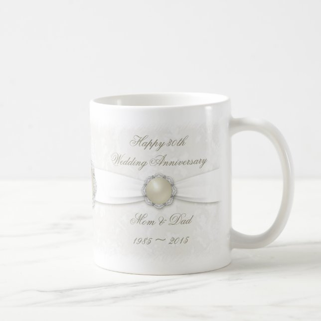 Damask 30th Wedding Anniversary Mug (Right)