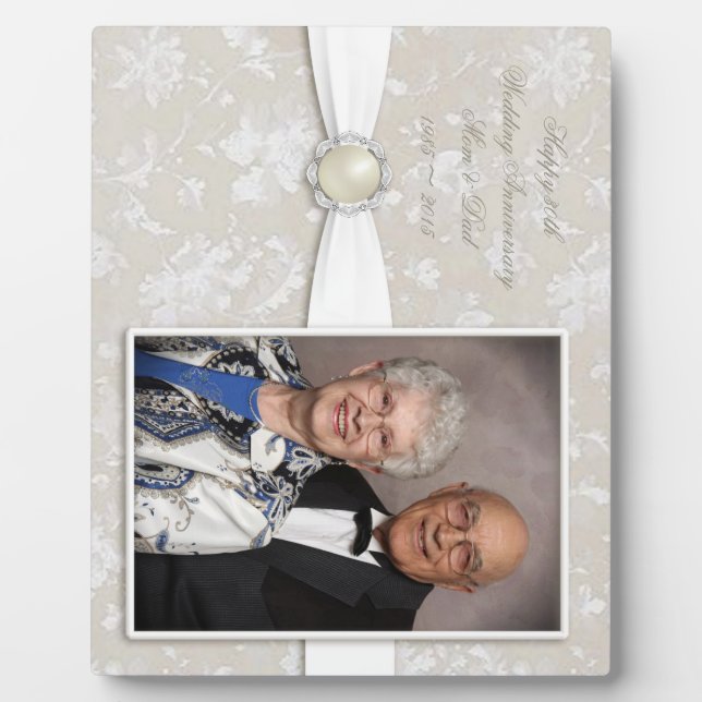 Damask 30th Wedding Anniversary Photo Plaque (Front)