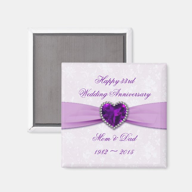 Damask 33rd Wedding Anniversary Magnet (Front/Back)