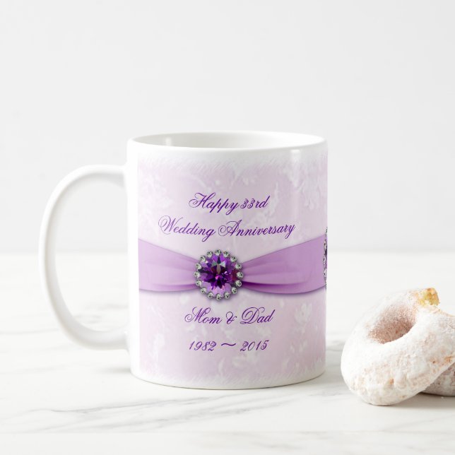 Damask 33rd Wedding Anniversary Mug (With Donut)