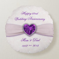 Damask 33rd Wedding Anniversary Round Throw Pillow