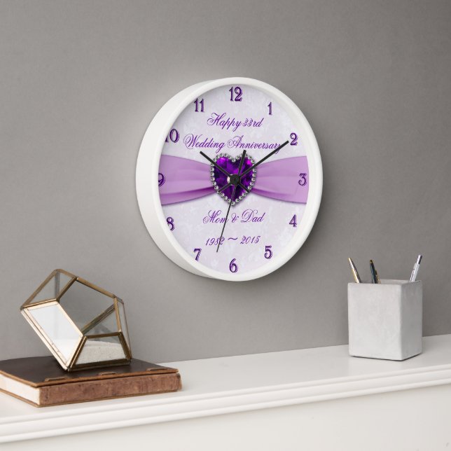 Damask 33rd Wedding Anniversary Wall Clock (Office)