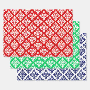 Damask #3 DIY Pattern & Background Colours Wrapping Paper Sheet