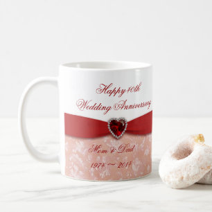 Damask 40th Wedding Anniversary Design Coffee Mug