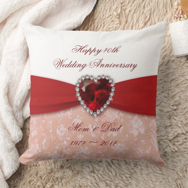 Damask 40th Wedding Anniversary Design Cushion (Blanket)