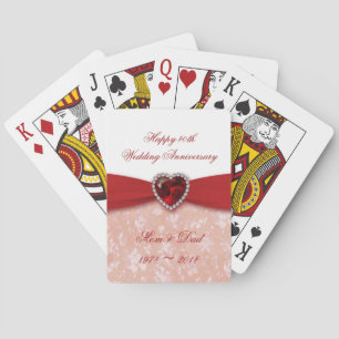 Damask 40th Wedding Anniversary Design Playing Cards