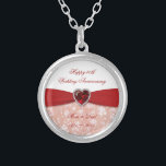 Damask 40th Wedding Anniversary Design Silver Plated Necklace<br><div class="desc">A Digitalbcon Images Design featuring a ruby red and white colour and damask design theme with a variety of custom images, shapes, patterns, styles and fonts in this one-of-a-kind "Damask 40th Wedding Anniversary Design". With this attractive and elegant design you'll have all your decorations, gift ideas and party favours all...</div>