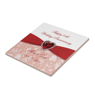 Damask 40th Wedding Anniversary Design Tile