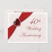 Damask 40th Wedding Anniversary Invitation (Front/Back)