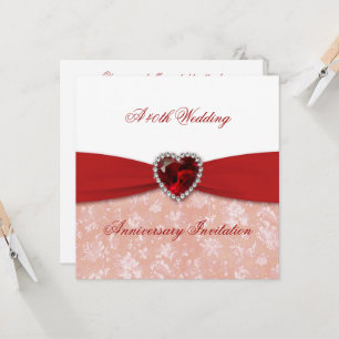 Damask 40th Wedding Anniversary Invitation