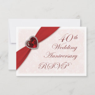 Damask 40th Wedding Anniversary Invitation