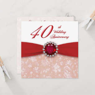 Damask 40th Wedding Anniversary Invitation