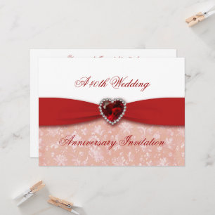 Damask 40th Wedding Anniversary Invitation