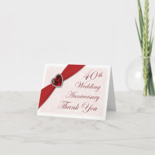 Damask 40th Wedding Anniversary Thank You Card