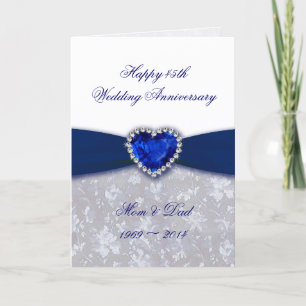 Damask 45th Wedding Anniversary Greeting Card