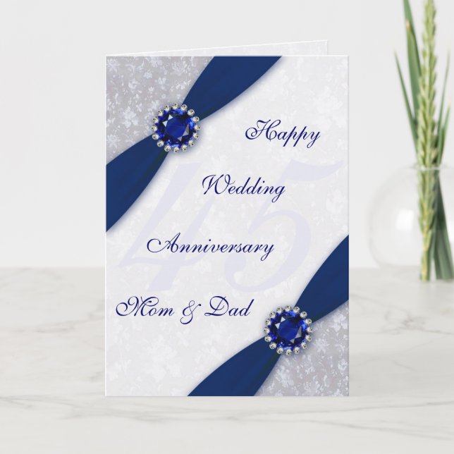 Damask 45th Wedding Anniversary Greeting Card (Front)