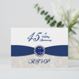 Damask 45th Wedding Anniversary Invitation