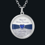 Damask 45th Wedding Anniversary Necklace<br><div class="desc">A Digitalbcon Images Design featuring a sapphire blue and white colour and damask design theme with a variety of custom images, shapes, patterns, styles and fonts in this one-of-a-kind "Damask 45th Wedding Anniversary Design". With this attractive and elegant design choice you'll have all your decorations, gift ideas and party favours...</div>