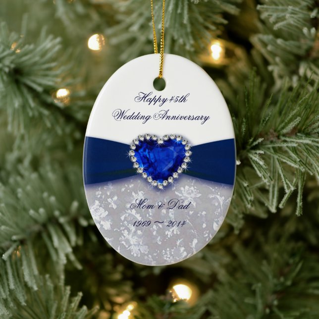 Damask 45th Wedding Anniversary Ornament (Tree)