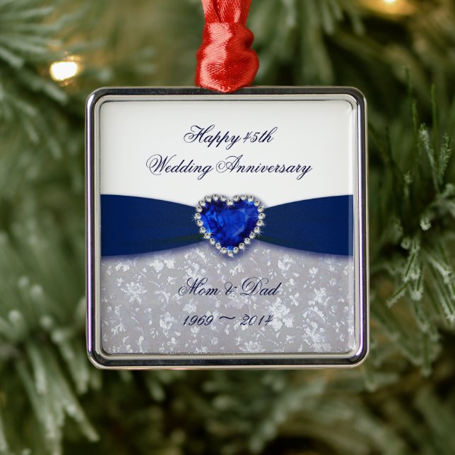 Damask 45th Wedding Anniversary Ornament (Tree)