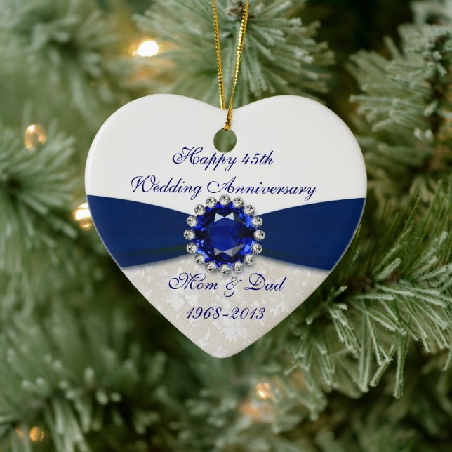 Damask 45th Wedding Anniversary Ornament (Tree)