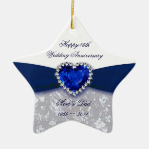 Damask 45th Wedding Anniversary Ornament