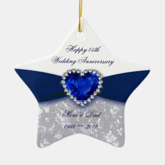 Damask 45th Wedding Anniversary Ornament (Front)