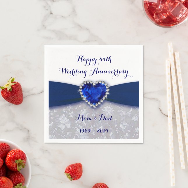 Damask 45th Wedding Anniversary Paper Napkin (Insitu)