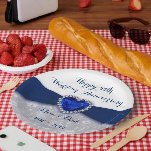 Damask 45th Wedding Anniversary Paper Plate