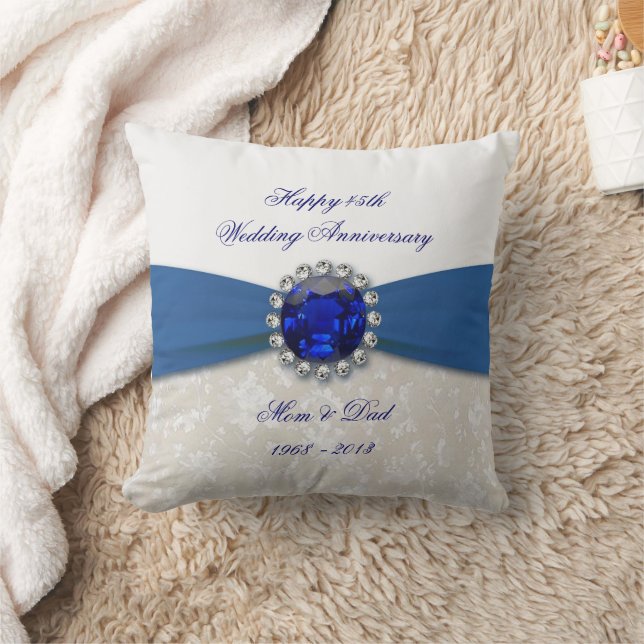 Damask 45th Wedding Anniversary Throw Pillow (Blanket)