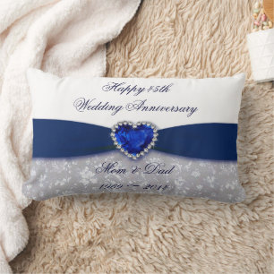 Damask 45th Wedding Anniversary Throw Pillow