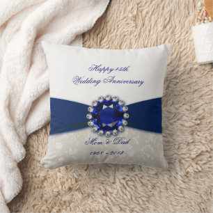 Damask 45th Wedding Anniversary Throw Pillow