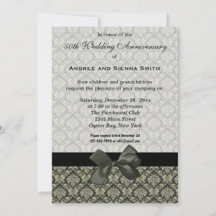 Damask 50th Wedding Anniversary Invitation