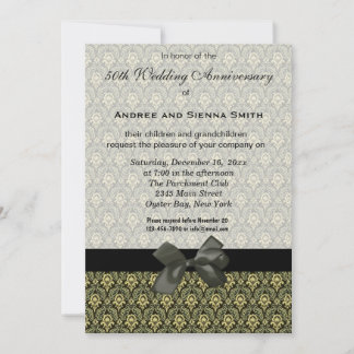 Damask 50th Wedding Anniversary Invitation