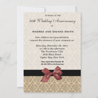 Damask 50th Wedding Anniversary Invitation