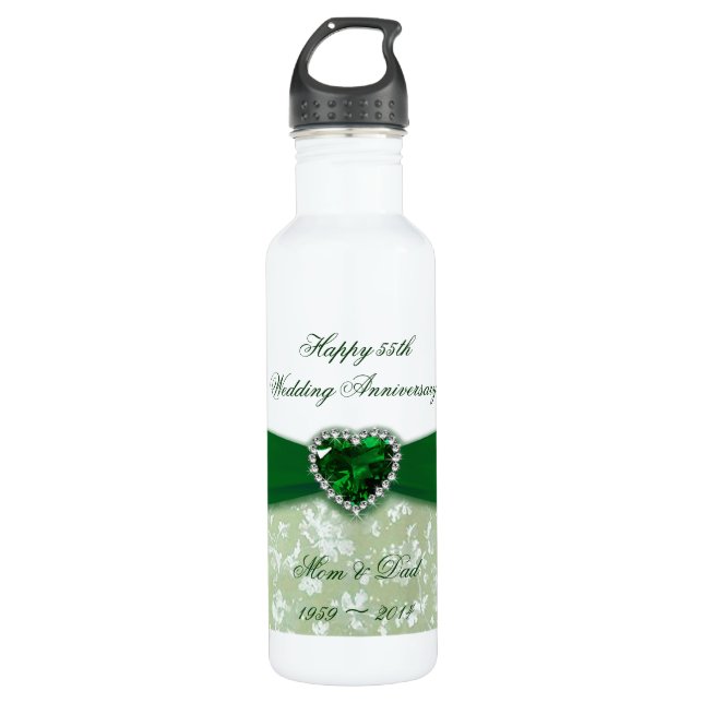 Damask 55th Wedding Anniversary 710 Ml Water Bottle (Front)