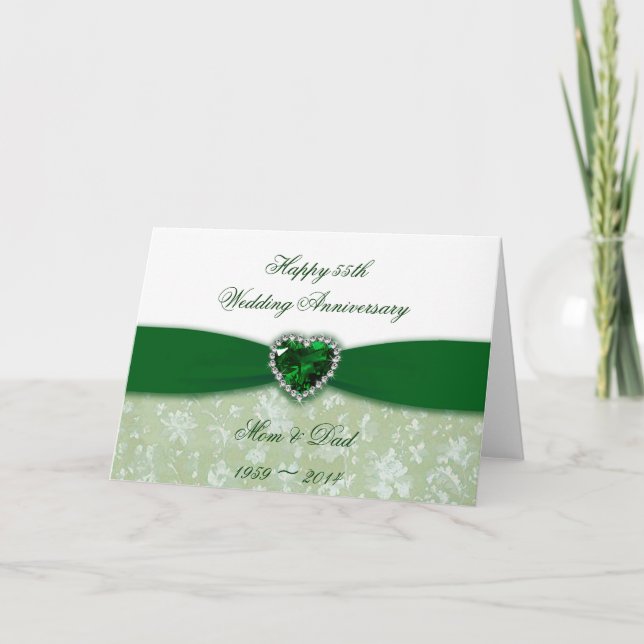 Damask 55th Wedding Anniversary Card (Front)