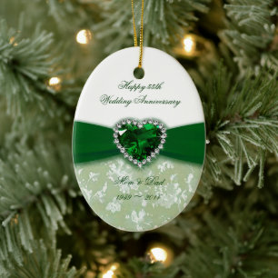 Damask 55th Wedding Anniversary Ceramic Tree Decoration